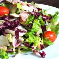 Marianna Chopped Salad Large · Shredded romaine, radicchio, chickpeas, cherry tomatoes, provolone, genoa salami, oregano vi...
