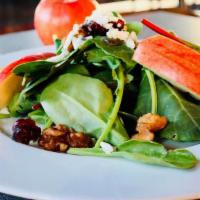 Washington Salad · Organic Greens, Washington Apples, Candied Walnuts, Gorgonzola Crumbles