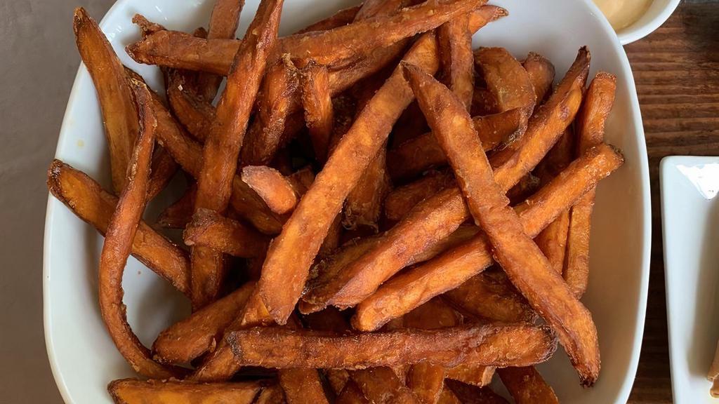 Sweet Potato Fries · With plum powder and spicy mayo sauce.