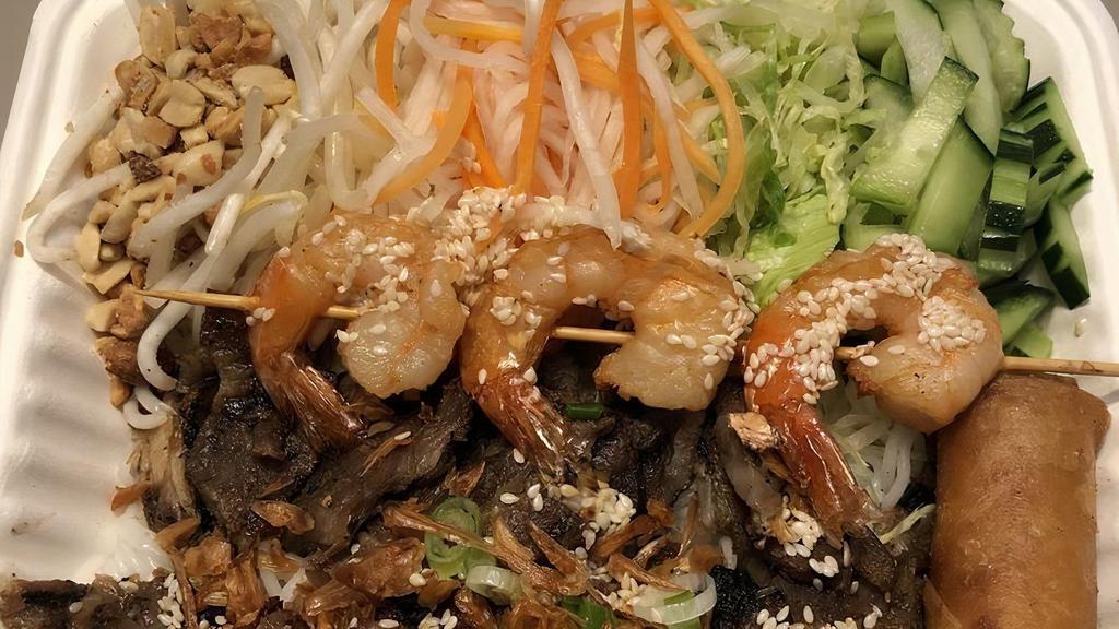 Vermicelli Bowls · Choice of crispy spring rolls, grilled pork, BBQ pork, or grilled chicken. Sub with shrimp for an extra charge.