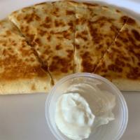 Beef Quesadilla · Ground Beef, Cheese and Sour Cream on the side