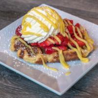 Strawberry And Lemon Curd Waffle · Liege Waffle with Strawberries and Lemon Curd