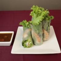 Fresh Spring Rolls Shrimp And Pork  · (Traditional fresh spring rolls) 2 Rolls Cooked Shrimp and pork wrapped in rice paper, pickl...