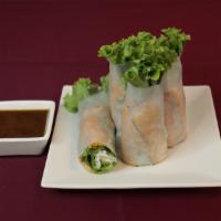 Fresh Spring Rolls – Salmon · 2 rolls, all fresh spring rolls are made with rice paper, carrot, cilantro, lettuce, noodles...