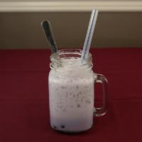 Taro Milk Tea (16Oz.) · Milk tea comes with boba or lychee jelly. Also available with non-dairy milk.
