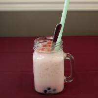 Strawberry Milk Tea (16 Oz.) · Milk tea comes with boba or lychee jelly. Also available with non-dairy milk.