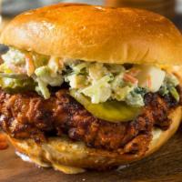 Nashville Hot Chicken Sandwich Combo · Hand breaded chicken dipped in our special Nashville hot sauce topped with ranch, coleslaw a...