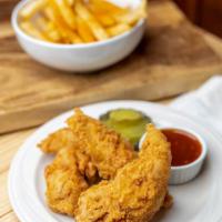 3 Chicken Tenders Combo · 3 hand breaded chicken tenders served original or Nashville hot with your choice of side, dr...