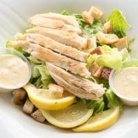 Grilled Chicken Caesar Salad · with homemade croutons and parmesan cheese and chicken breast and caeser dressing