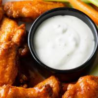Chicken Wings (6 Pieces) With Fries- Standard Size · Comes with Ranch or Blue Cheese
