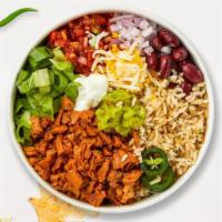 Call It Carnitas Bowl	 · Shredded pork topped with sour cream, salsa, jalapeno, lettuce, black beans, onions, and che...