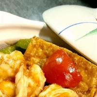 海鮮豆腐煲Seafood Tofu Hot Pot · A deliciously warming Chinese dish.  prawns, fish filet, scallops, tofu and fresh veggies in...