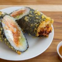 Bridgetown · Surimi crab, spicy tuna, shrimp tempura, ginger guac, cream cheese.