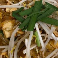 Pad Thai · *contains shellfish and peanuts*
Stir fried rice noodles with prawns, egg, red onion, tofu, ...
