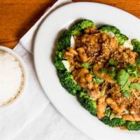 Garlic Pepper · In a garlic pepper cilantro sauce, served on a bed of steamed cabbage and broccoli.