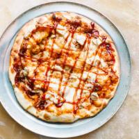 Barbeque Chicken Pizza · Red sauce, Mozzarella cheese, grilled Chicken, red Onions, Barbeque sauce.