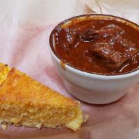 Texas Red Chili Cup · All meat chili (with cornbread).