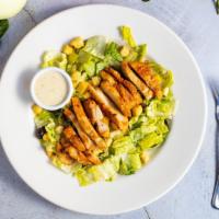 Caesar'S Roman Dictatorship Salad · Caesar Dressing, Romaine Lettuce, Grilled Chicken, Croutons, Parmesan & Mozzarella Cheese.