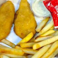 Two Chicken Strips  Meal · Two Chicken Strips with fries and can soda