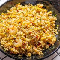 Shrimp Fried Rice · Stir fried shrimp, vegetables, and rice.