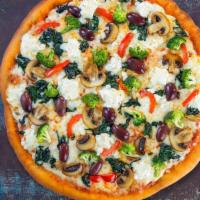 Victorious Veggie Pizza · Mixed vegetables baked on a hand-tossed 12