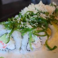 Medusa Roll · California roll with seaweed salad