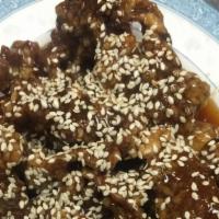 Sesame Beef · Crispy deep fried beef stir fried with sesame with special sauce.