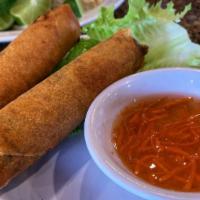 Cha Gio | Egg Rolls · Mixture of ground pork, carrots, noodles, and mushroom wrapped in a spring roll and deep fri...