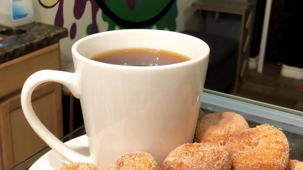 Combos · A Combination of Mini Donuts with Coffee, Tea, or Hot Chocolate