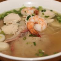 Special Noodle Soup · Chicken, shrimp, bbq pork and fish balls.