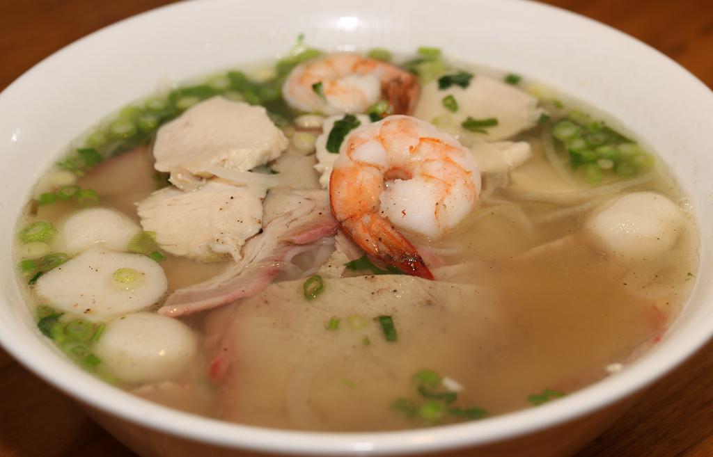 Special Noodle Soup · Chicken, shrimp, bbq pork and fish balls.