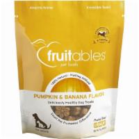 Fruitables Pumpkin & Banana Flavor Crunchy Dog Treats, 7-Oz Bag · Size: 7 oz. Pumpkin, Oatmeal, Barley, Potatoes, Oat Fiber, Sunflower Oil, Dehydrated Cane Ju...