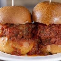 Meatball Sliders Sandwich · House-made Italian meatballs in our Sunday red sauce with melted mozzarella on toasty garlic...