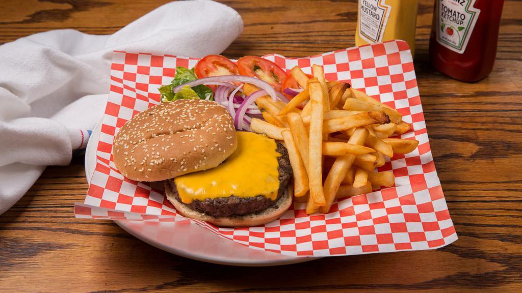 Maya'S Original · 1/2 lb. giant Angus burger, lettuce, tomato, red onion, American cheese and mayo.