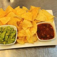 Chips, Salsa, & Guac · House-made chips, salsa, and guacamole.
