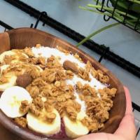 Cacao Bowl - 16 Oz · Açaí or pitaya, strawberry, banana, cacao powder, milk choice topped with shredded coconut, ...