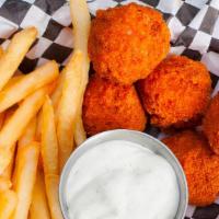 Cordon Bleu Bites & Fries · Four large perfectly fried bites, served with French fries.