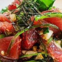 Tuna Poke · chunks of tuna with onion, seaweed, avocado + house poke sauce