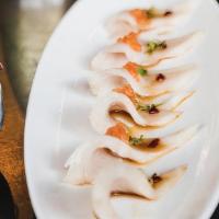 Hamachi Carpaccio · yellowtail sashimi + ponzu, plum and scallion (6pc)