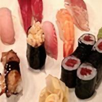 Sushi Tokyo · 2pc tuna, 1pc: salmon, yellowtail, shrimp, white fish, albacore tuna, scallop and fresh wate...