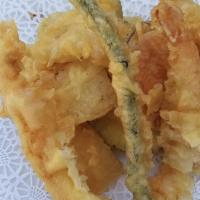Shrimp Tempura App · 3pc shrimp with vegetables, lightly battered and fried + dipping sauce (cannot be made glute...