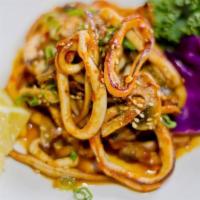Spicy Calamari · sauteed with mushrooms in spicy chili sauce