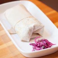 Burritos · Choice of meat or seasonal veggies, flour, or whole wheat tortilla, black or pinto beans, Sp...