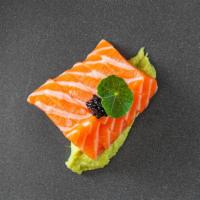 Salmon Ginger* · Atlantic Salmon served with Siberian Caviar and avocado puree. Consumption of uncooked meat,...