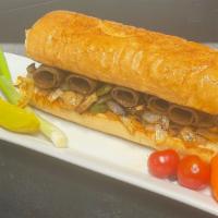 Lamb Cheese Philly (Sandwich)
 · Lamb Philly sandwich served with Grilled onion, bell peppers, mushrooms and Swiss cheese.