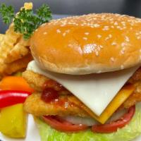 Double Chicken Sandwich With Fries (Combo)
 · Halal. Two chicken patties with cheese, lettuce , tomato, onions , pickles, our special sauc...