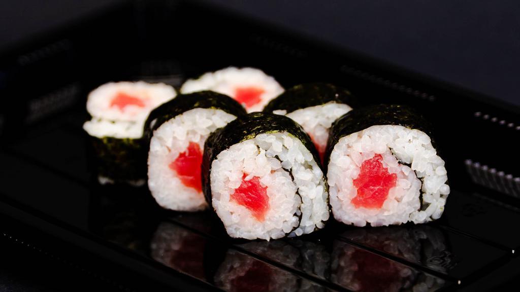 Tuna Roll · Tuna.

This item may contain raw or undercooked ingredients or may be cooked to order. Consuming raw or undercooked meats, poultry, seafood, shellfish, or eggs may increase risk of your food borne illness.