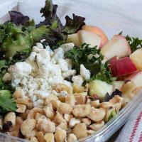 Willamette Valley Salad · (vegetarian, wheat-free) Mixed greens, hazelnuts, blue cheese, apples, and grapes with our r...