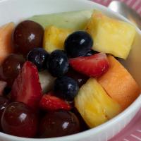 Fresh Fruit Salad · (vegan, wheat-free, dairy-free) Strawberries, grapes, cantaloupe, and pineapple