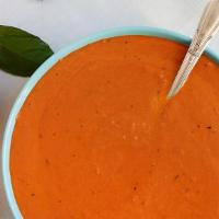 Tomato Orange Soup · (vegetarian, wheat-free) The Elephants Delicatessen classic: a creamy dreamy tomato soup wit...